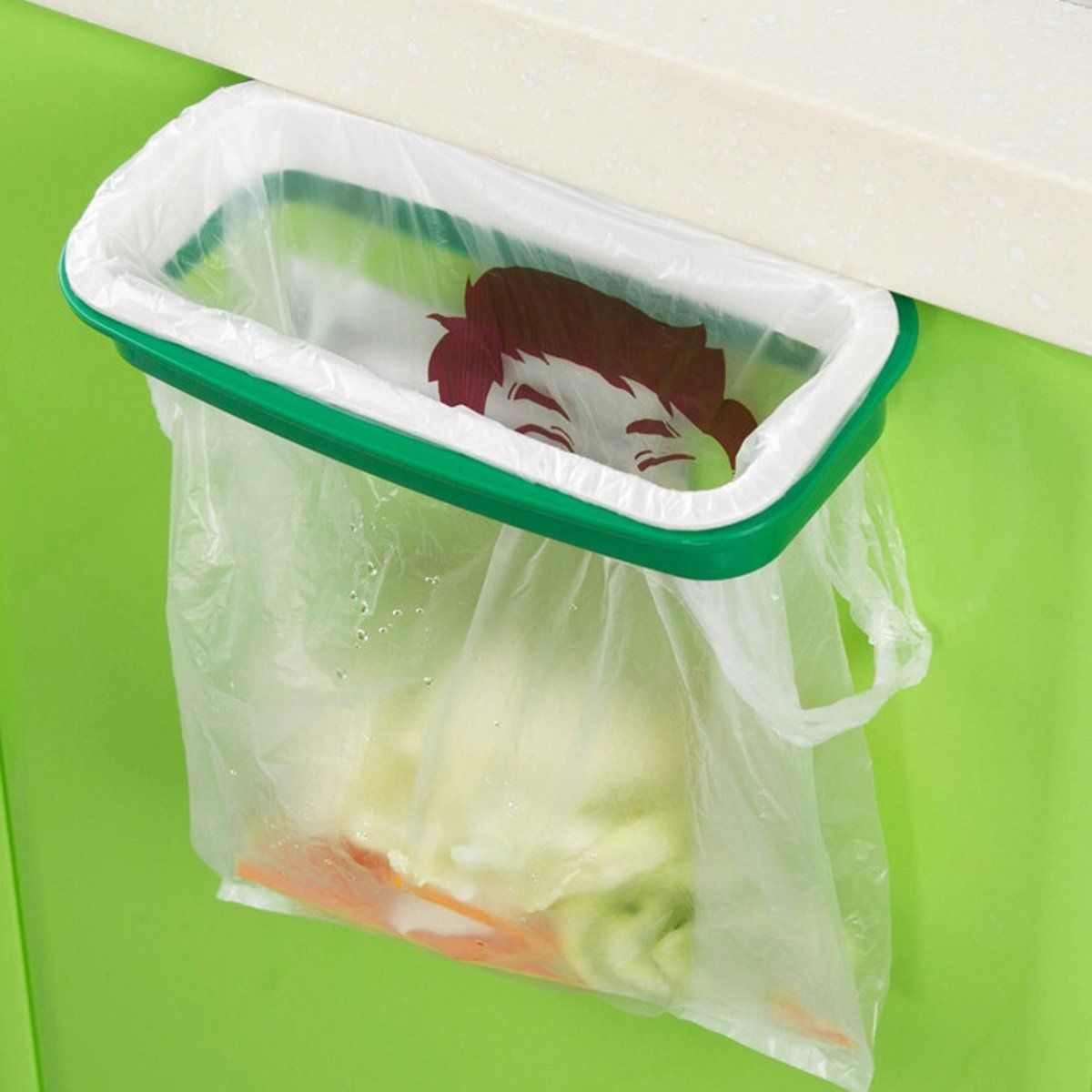Rak Hanger Kantong  Plastik  Tempat Sampah White Green 